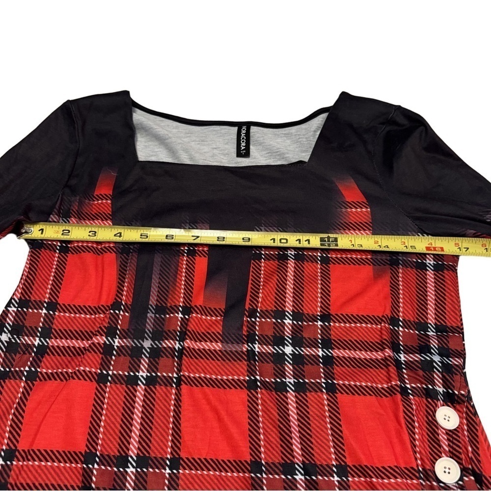 NORACORA  Women's Red Plaid Long Sleeve Top Shirt Size Small Long Sleeve NEW - Picture 7 of 10